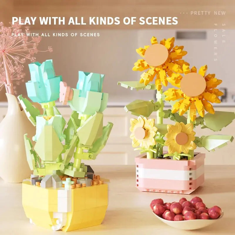 Flores decorativas em vaso